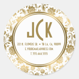 Adesivo Teste padrão floral branco & Dourado elegante dos