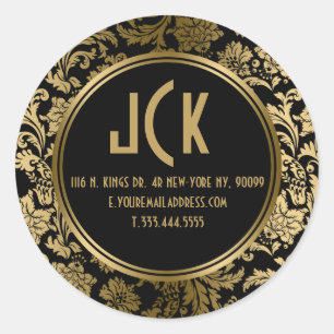 Adesivo Teste padrão floral preto & Dourado elegante dos