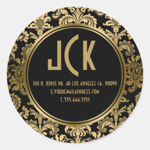 Adesivo Teste padrão floral preto & Dourado elegante dos