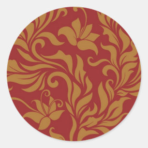 Adesivo Teste padrão floral vermelho e Dourado