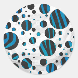 Adesivo Teste padrão preto e azul da zebra das bolinhas