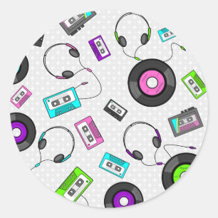 Adesivo Teste padrão retro da música