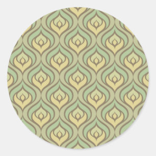 Adesivo Teste padrão verde e amarelo do vintage retro