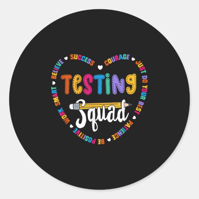 Adesivo Testing Squad Motivational Test Day Words Heart Te (Frente)