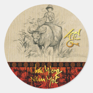 Adesivo Têt OX e Child 2021 RS, vietnamita, ano novo