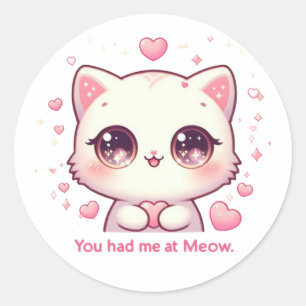 Adesivo Teve-me no Meow - Bonitinho Kawaii Cat Love Sticke