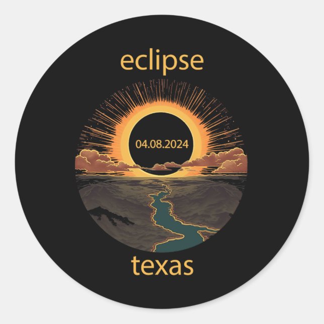 Adesivo Texas Eclipse April 8 2024 04.08.2024 Texas Solar (Frente)