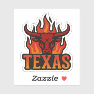 Adesivo Texas Flame Bull Head - Fiery Longhorn Western