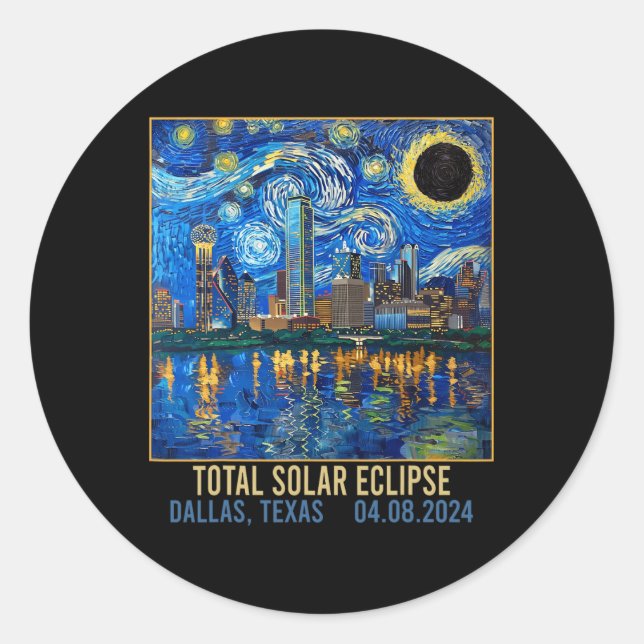 Adesivo Texas Skyline Artística Total Eclipse Solar 2024 (Frente)