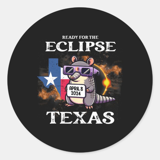 Adesivo Texas Solar Eclipse 2024 abril 8 Funny Armadillo F (Frente)