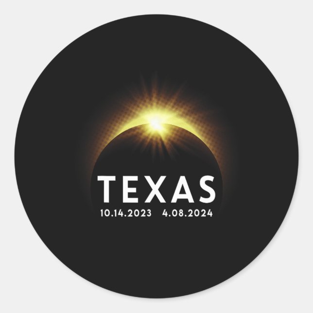 Adesivo Texas Solar Eclipse Annular 2023 Totalidade abril  (Frente)