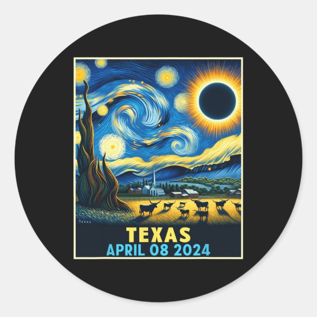 Adesivo Texas Total Solar Eclipse 2024 Starry Night (Frente)