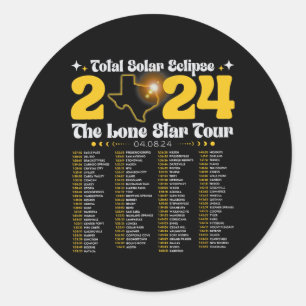 Adesivo Texas Total Solar Eclipse 2024 Tour Retro Rock Con