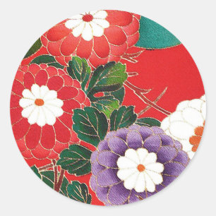 Adesivo Têxtil Japonês Vintage - Dahlias Vermelhas