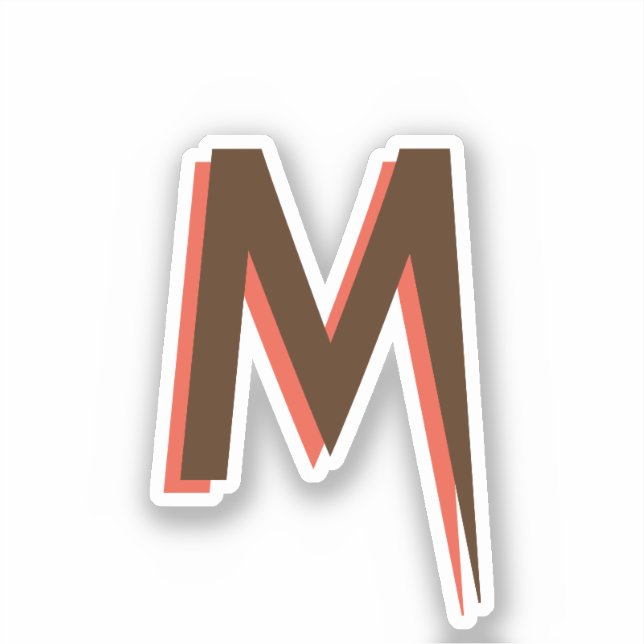 Adesivo Texto 3D Marrom moderno - Letra inicial | Rosa de  (Frente)