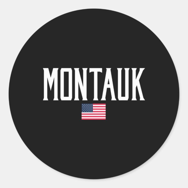 Adesivo Texto Branco da Bandeira Americana Montauk (Frente)
