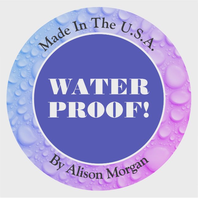 Adesivo Texto Branco Prova de Água, Nome, Azul Profundo Su (Frente)