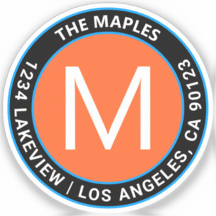 Adesivo Texto circular azul-alaranjado a negrito   Transpa