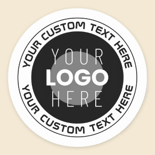Adesivo Texto Circular Editável & Logotipo Substituível