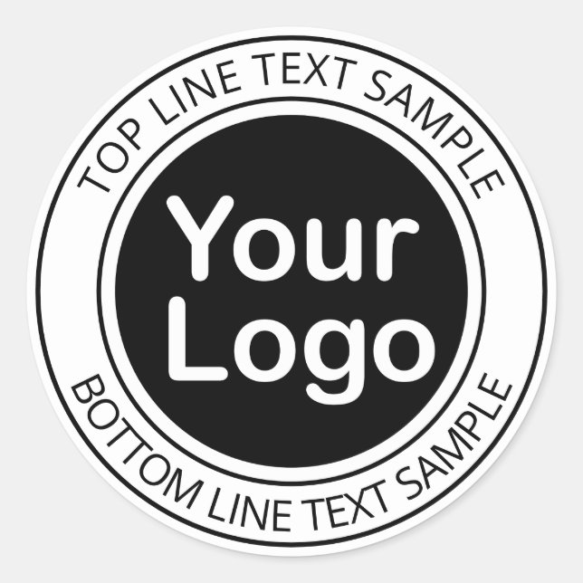 Adesivo Texto circular preto e branco moderno e seu logoti (Frente)