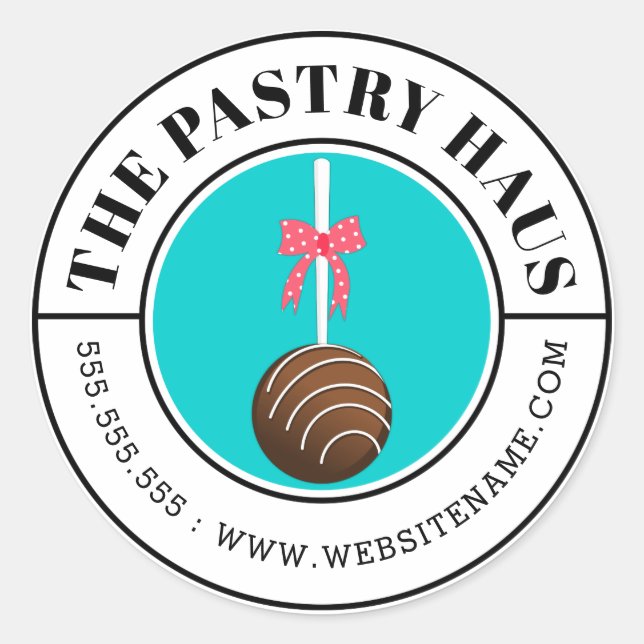 Adesivo Texto Curvo de Pop de Bolo de Chocolate Moderno (Frente)