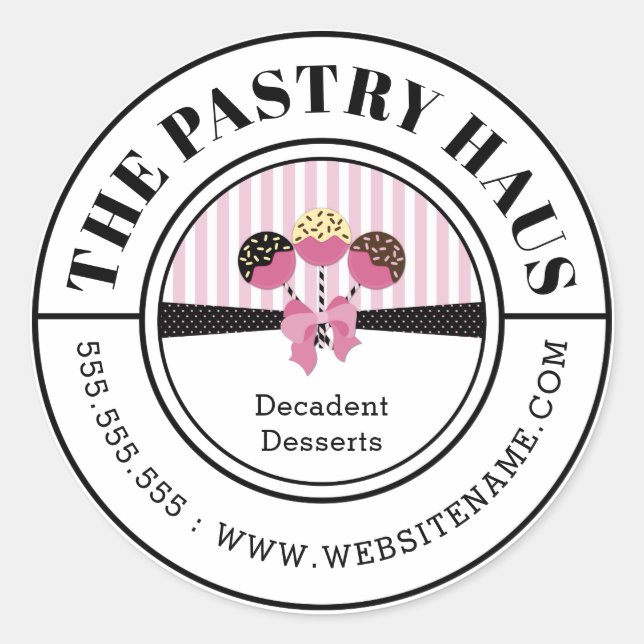 Adesivo Texto Curvo de Pop de Bolo Elegante (Frente)