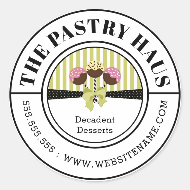 Adesivo Texto Curvo de Pop de Bolo Elegante (Frente)