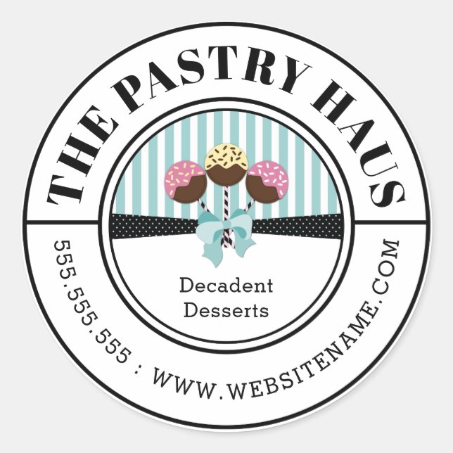 Adesivo Texto Curvo de Pop de Bolo Elegante (Frente)