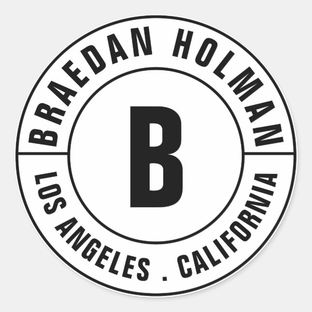 Adesivo Texto Curvo do Monograma Moderno (Frente)