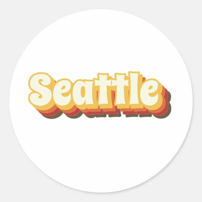 Adesivo Texto da Vintagem do Retro Seattle (Frente)