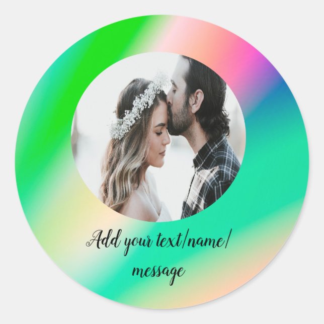 Adesivo texto de colagem de fotos com círculo mínimo simpl (Frente)