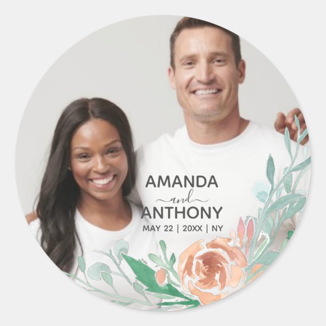 Adesivo Texto de flores e foto personalizada (Frente)