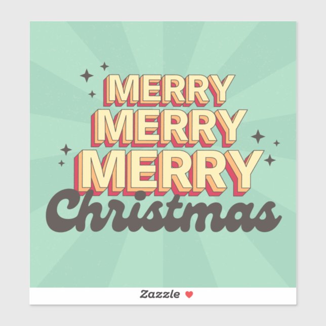 Adesivo Texto de natal de design de cartoon retrô (Folha)