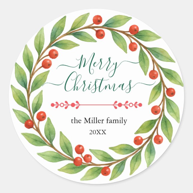 Adesivo Texto de Natal em Watercolor com Texto Personaliza (Frente)