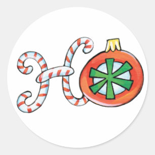 Adesivo Texto de Natal Fofo, Ho em Ornamentos de Bengalas