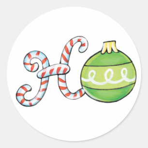 Adesivo Texto de Natal Fofo, Ho em Ornamentos de Bengalas