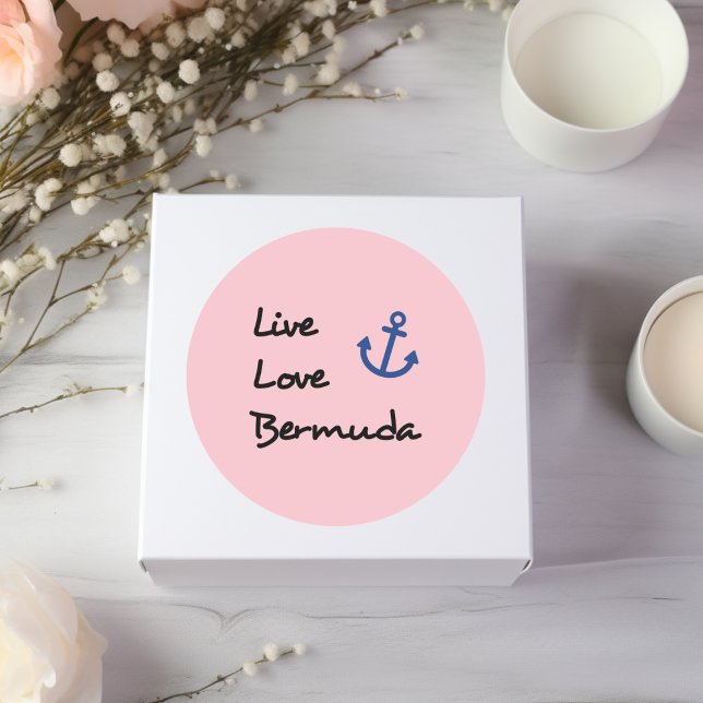 Adesivo Texto de Script do Live Love Bermuda com Âncora (Criador carregado)
