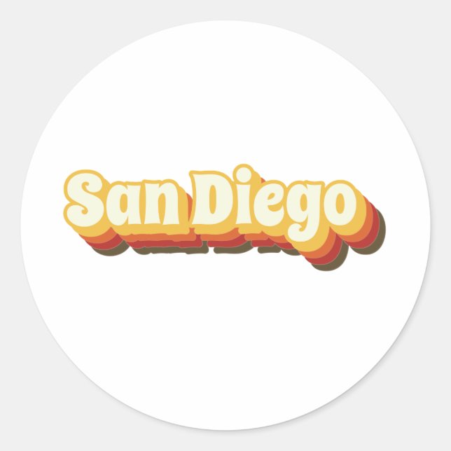 Adesivo Texto de Vintagem do Retro San Diego (Frente)