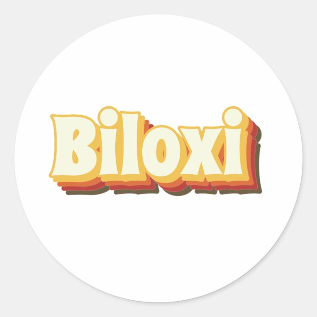 Adesivo Texto de Vintagem Retro Biloxi (Frente)