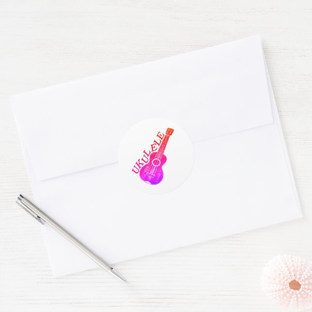 Adesivo Texto E Imagem Coloridos Ukulele (Envelope)