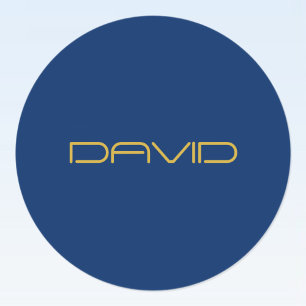 Adesivo Texto Elegante Editável Dourado e Azul Marinho