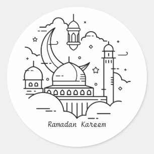 Adesivo Texto em Linha Branco Ramadan Kareem Stickers