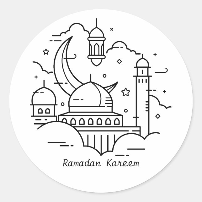 Adesivo Texto em Linha Branco Ramadan Kareem Stickers (Frente)