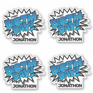 Adesivo Texto em quadrinhos azul brilhante - Parabéns