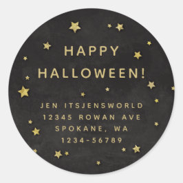 Adesivo Texto/Endereço Personalizado de Preto + Estrelas D