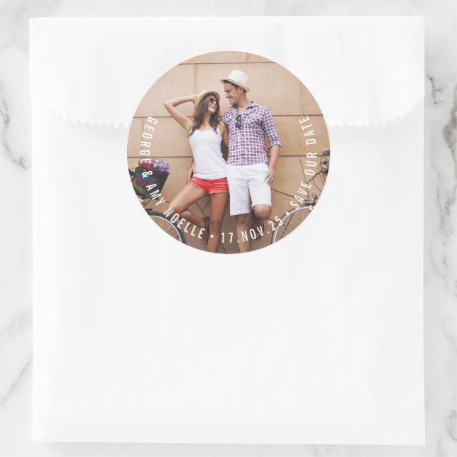 Adesivo Texto Mínimo Do Círculo Simples Salvar A Foto Da D (Bolsa)