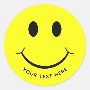 Adesivo Texto para Adicionar Rosto Amarelo Feliz  Inferior