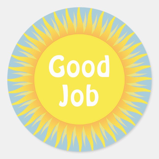 Adesivo Texto Personalizado Bom Trabalho Recompensa Sun St (Frente)