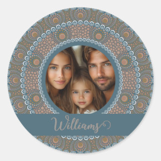 Adesivo Texto personalizado da família Teal e Mandala Dour