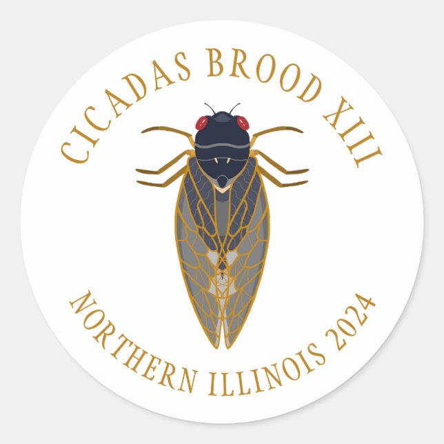 Adesivo Texto Personalizado de Cicada Brood XIII ILLINOIS  (Frente)